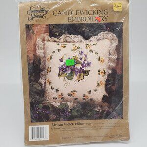 Embroidery Candlewicking Kit Pillow African Violets Something Special 14"x14"